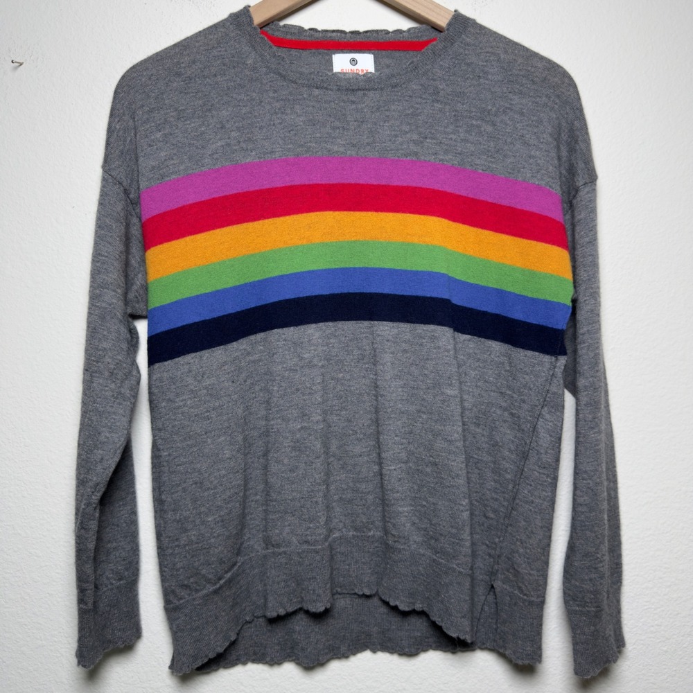 Anthropologie Sundry Women Wool Cashmere Rainbow Striped Sweater Small 1 Luxe